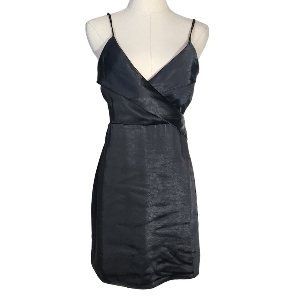 Lulus Stay Celebrating Black Satin Bodycon Cocktail Mini Dress Womens Size S